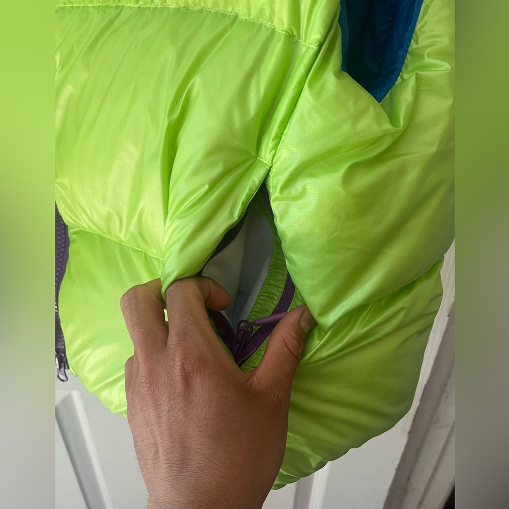 Canada Goose Neon Lime Green Puffer Vest with Blue Lining - Picture 6 of 10